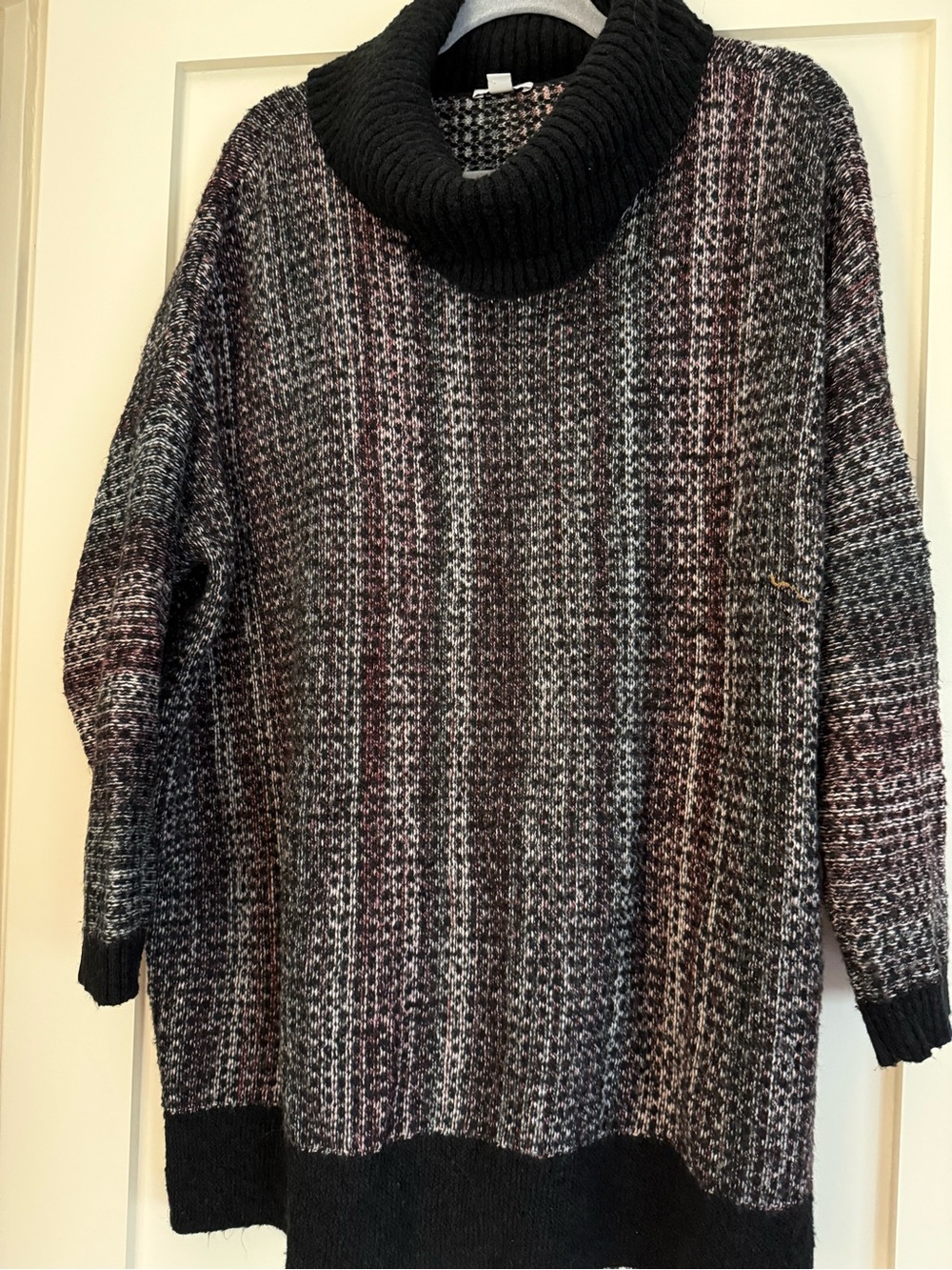 Black Marled Cowl Neck Sweater Tunic